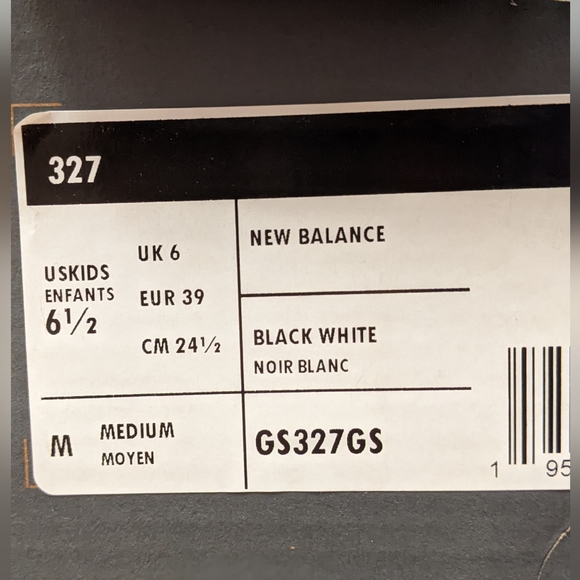 ⚡SOLD⚡NWB New Balance 327 in Black + White (Wmn's 8/Kids 6.5) - Picture 9 of 9
